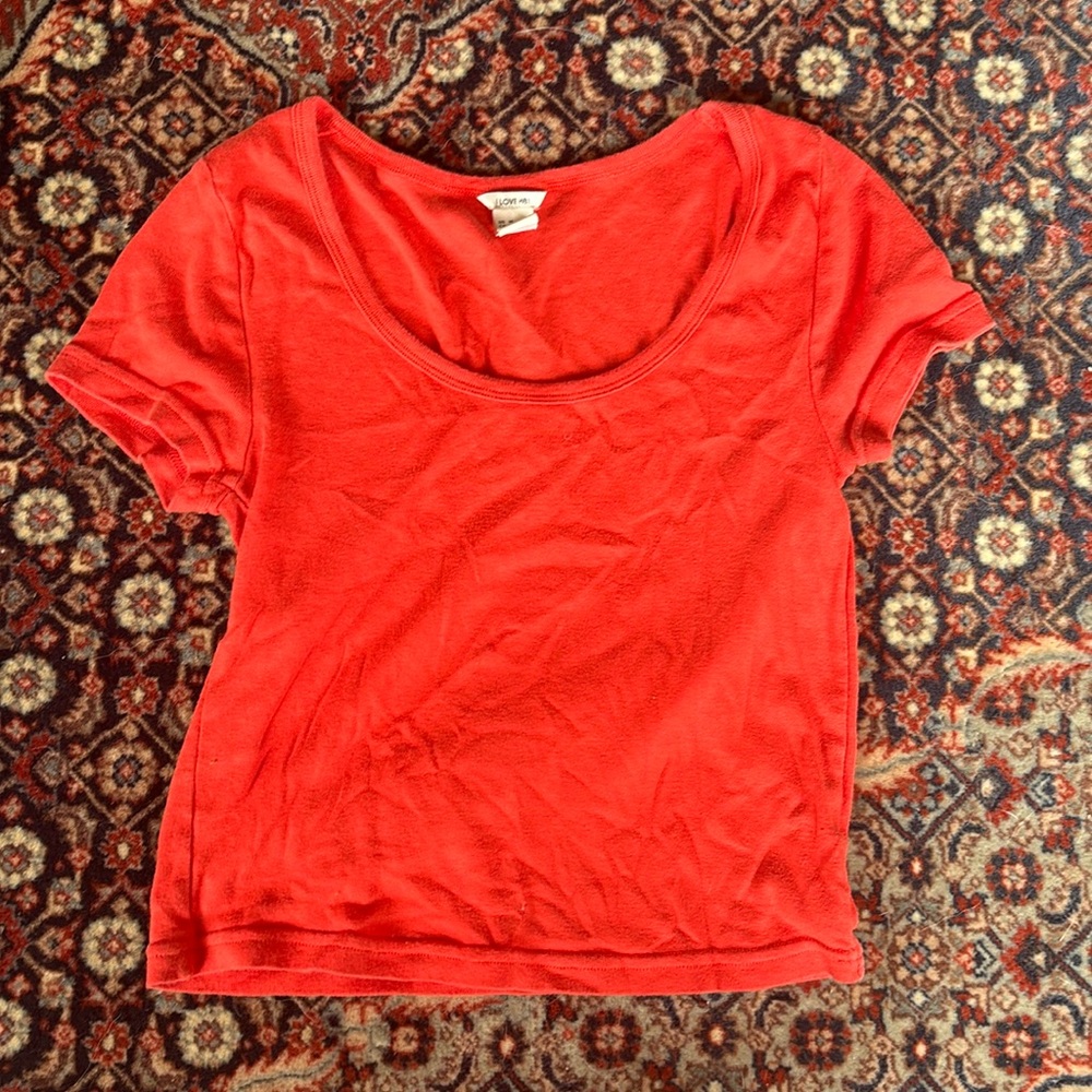 Coral Cropped T-Shirt